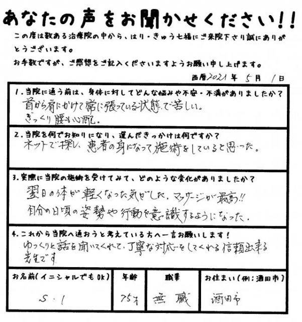 ゆっくりと話しを聞いてくれて、丁寧な対応をしてくれる信頼できる先生です。